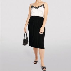 VOYAGE by Marina Rinaldi Gaeta pleated lined black midi skirt.  NWT.  Size Large